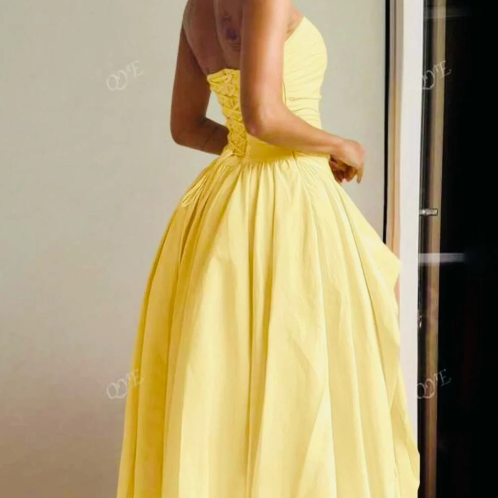 YELLOW LONG Elegant Strapless Evening Gown - Picture 14 of 16